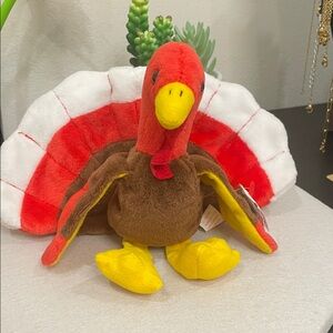 Ty Plush Turkey Bird Toy - Brown, Red, Yellow & White